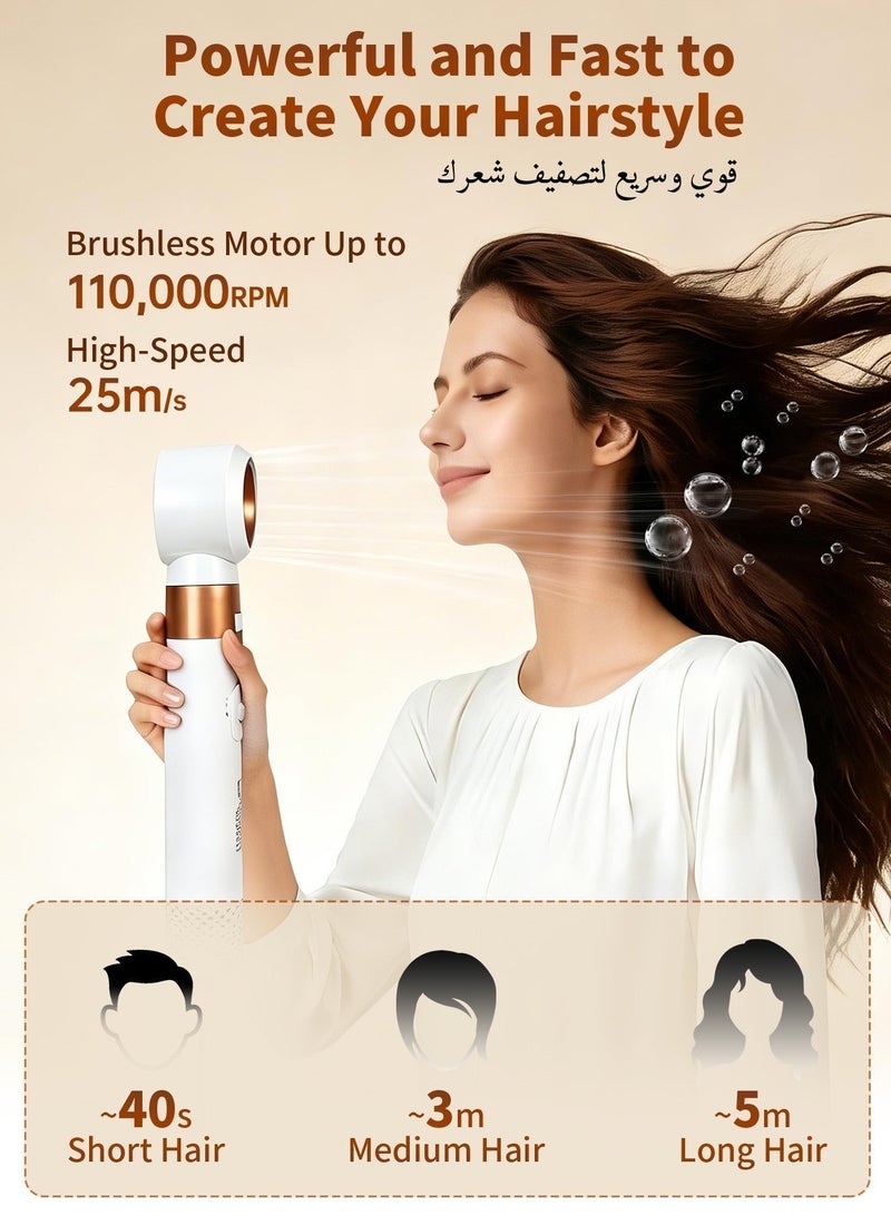 Lorenzo 5 In 1 Hair Dryer Brush Hot Comb Set 1000W Hot Air Hair Curler and Straightener Styling Tool Comb Curling Brush Suitable for Women Hair Types - White Gold - Image 3